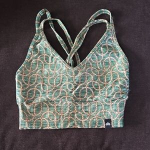 Booty By Brabants Green & Gold Rope Pattern, Hi-Shine Strappy Bralette - NEW